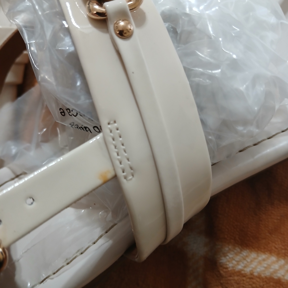 Coach Women's Gold and Cream Sandals - Picture 2 of 4